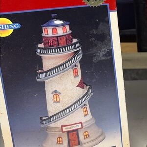 Lemax Lighthouse with Spiral Staircase - Red, Blue, White
